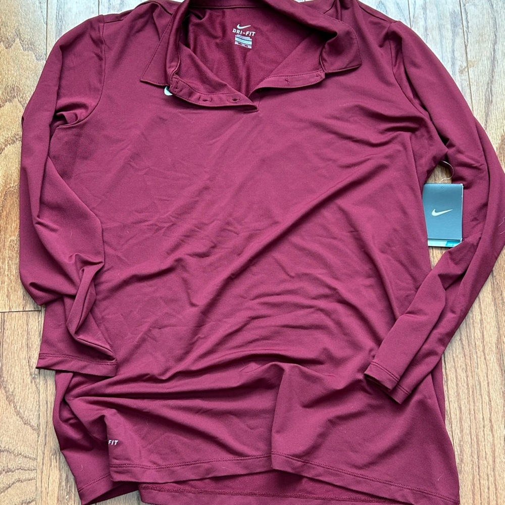 Maroon Long Sleeve Nike polo
